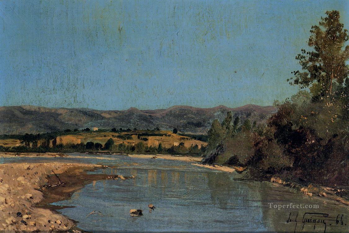 The Banks of the Durance at Puivert scenery Paul Camille Guigou Landscape Oil Paintings